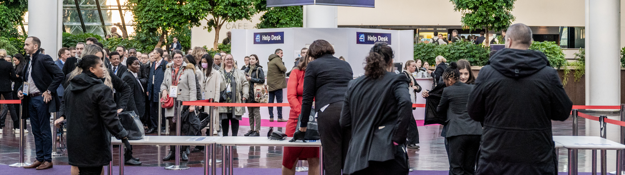 Exit of Milipol Paris trade show with a banner thanking visitors and announcing the next edition in November 2025.