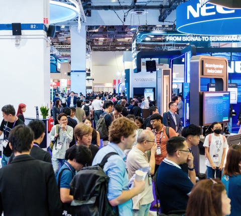 Milipol TechX crowded aisle with many visitors