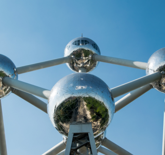 View from the bottom of the Atomium in Brussels