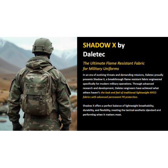 Shadow X, a breakthrough flame resistant fabric engineered specifically for modern military operations