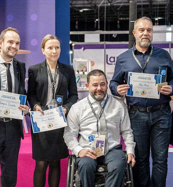 Winners of the Milipol Innovation Awards posing with their trophies